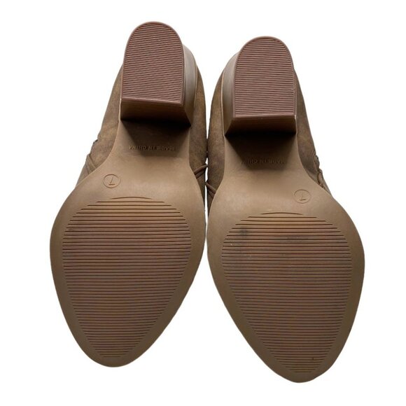 Journee Ankle Booties Shoe Women's 7‎ Brown Zipper-Accent Block-Heel NEW - Picture 3 of 8